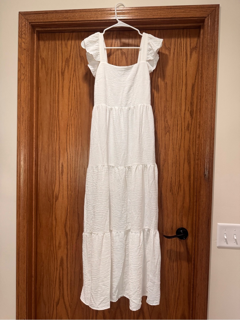 SHEIN White Ruffle Strap Tiered Maxi Dress for Women